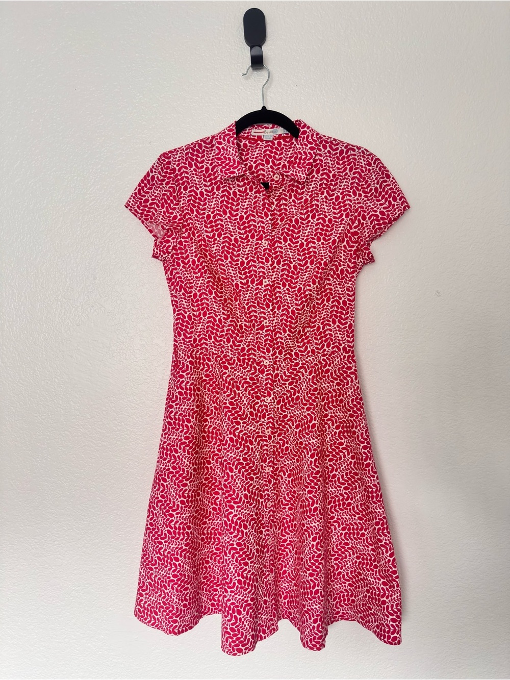 Boden Pink & White Printed Fit-and-Flare Dress Size 4